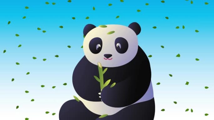 亚洲文化熊猫吃竹子动画