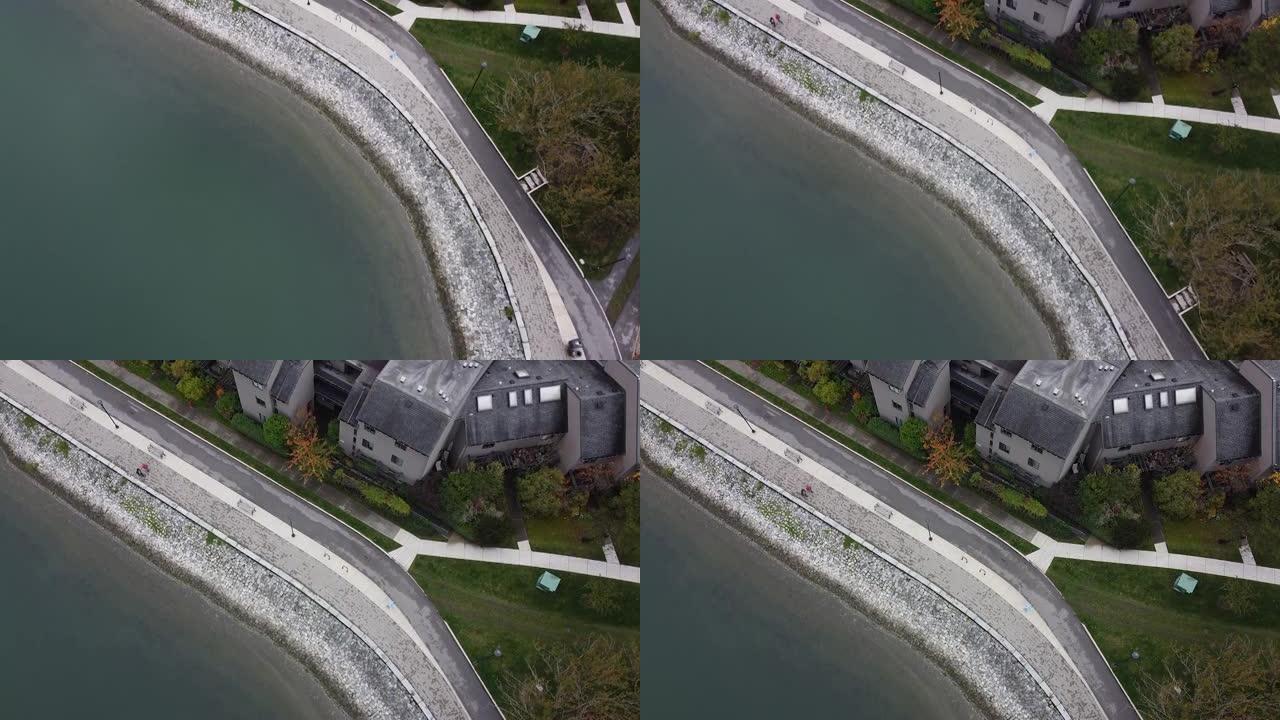 温哥华跑步和自行车路线的俯视图