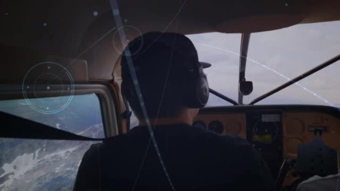 飞机上飞行员连接网络的动画