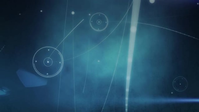 蓝色背景下的连接和光点网络数字动画
