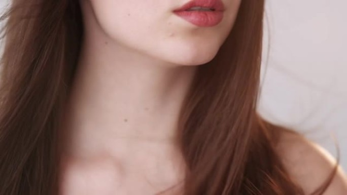 头发皮肤健康美容护理女性丰满红唇
