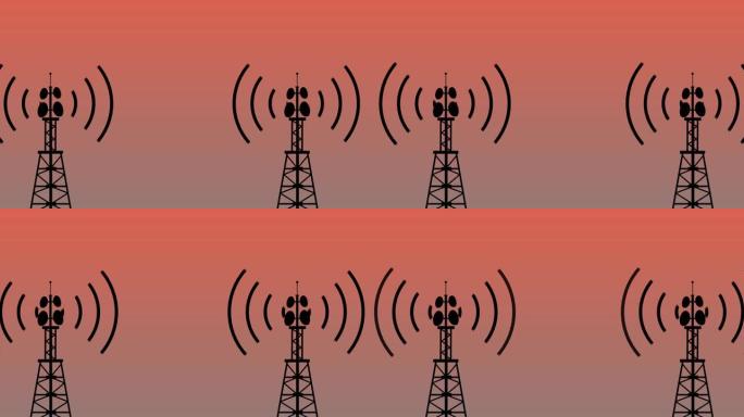 通讯塔产生无线电波。对人类有害的无线电频率。4k分辨率的移动塔无线电波。