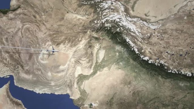 从西方抵达巴基斯坦拉合尔的飞机