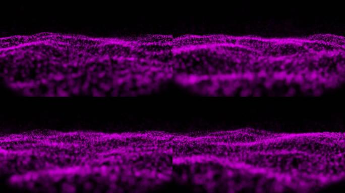 黑色背景下漂浮的紫色数字波的数字动画