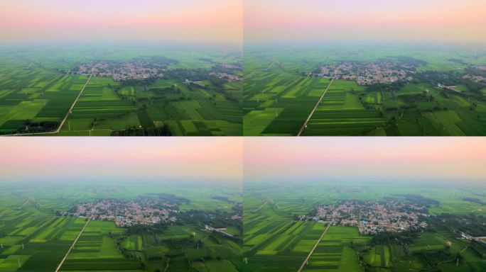 航拍河南农村田野