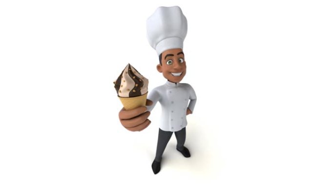 有趣的3D卡通厨师与冰淇淋