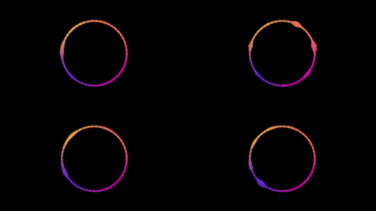 带进度条的一圈波形音频的彩色动画。反应音频频谱波形视频素材。4K
