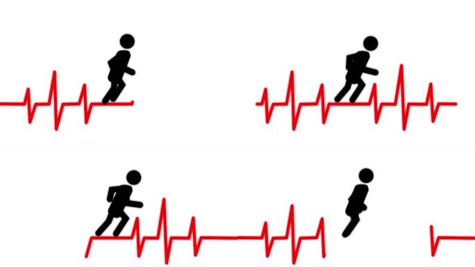 奔跑的人。心律。健康的生活方式。视频插图。