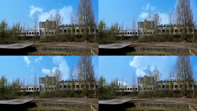 普里皮亚季市的废弃建筑。切尔诺贝利禁区。这座城市被辐射污染了。