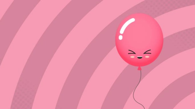 粉红气球飞越粉红背景的动画