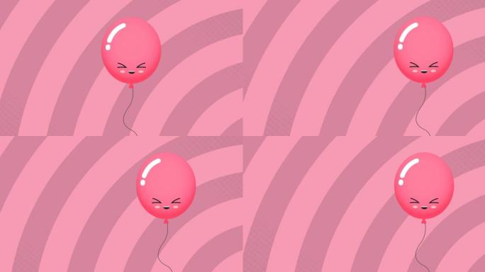 粉红气球飞越粉红背景的动画