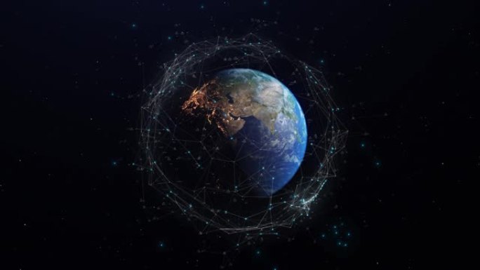 未来派全球连接地球周围的网络和通信
