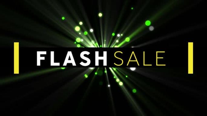 黑色背景上绿色光斑的flash sale文字横幅数字动画