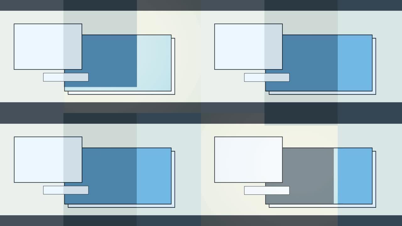 灰色矩形在浅灰色背景上移动蓝色和复制空间矩形的动画