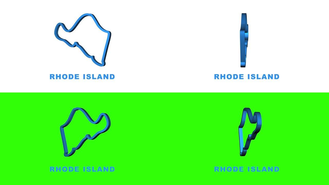 罗德岛州地图大纲动画。运动图形。
