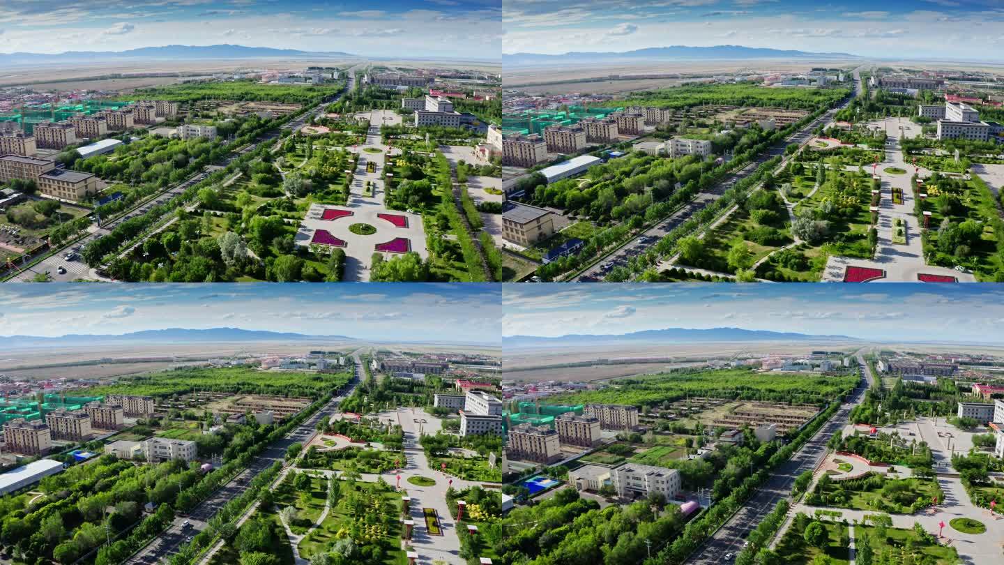 新疆 塔城地区 城市航拍4k