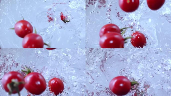 西红柿落入水涡旋超慢动作1000 fps