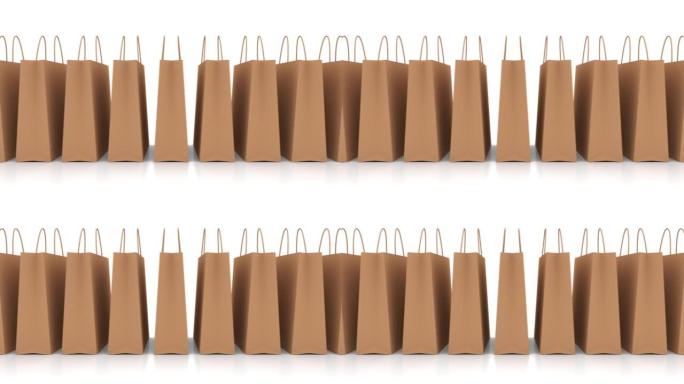 网上商店中的零售纸购物袋孤立在白色背景上
