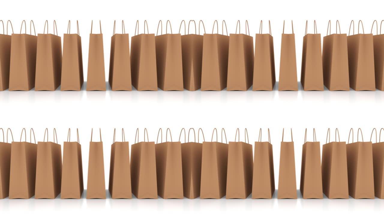 网上商店中的零售纸购物袋孤立在白色背景上