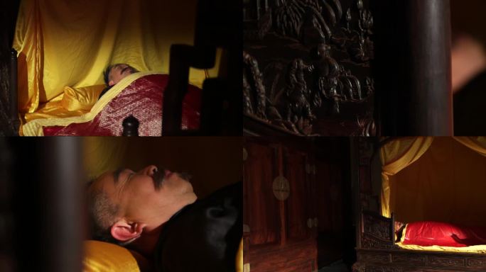 情景再现 近代卧床休息病榻卧病C025