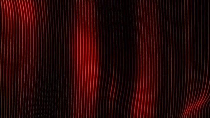 抽象装饰性深红色光滑条纹波环运动背景。4K 3D无缝循环抽象平滑线条动态动画视频背景。黑色背景上的红