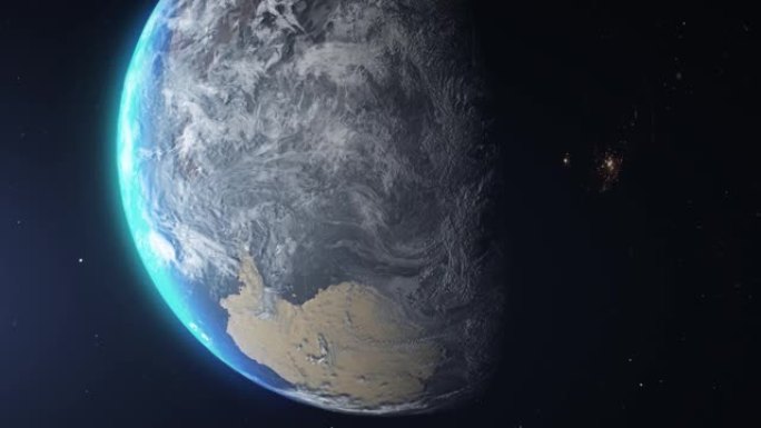 地球放大南极大陆，空间视图