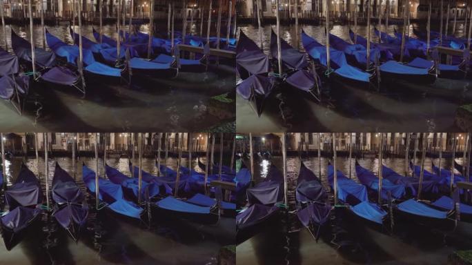 覆盖的威尼斯吊唁停泊在水上的石柱上