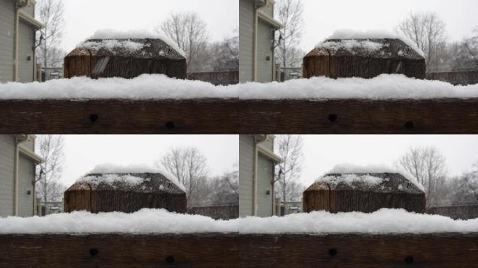 雪落在栅栏上关闭循环