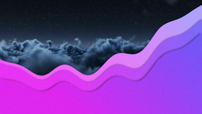 紫色波浪在云和天空上的动画