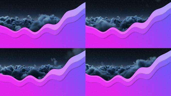 紫色波浪在云和天空上的动画