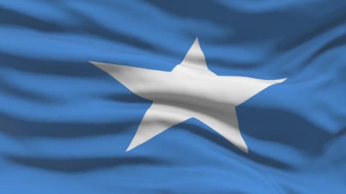 索马里国旗镜头。索马里在风中挥舞着国旗