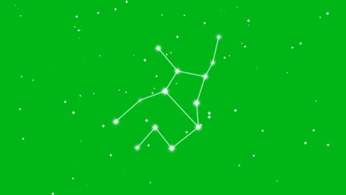 黄道十二宫处女座的代表，闪烁的星星被隔离在绿色屏幕背景上