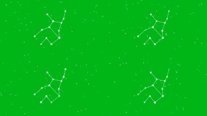 黄道十二宫处女座的代表，闪烁的星星被隔离在绿色屏幕背景上
