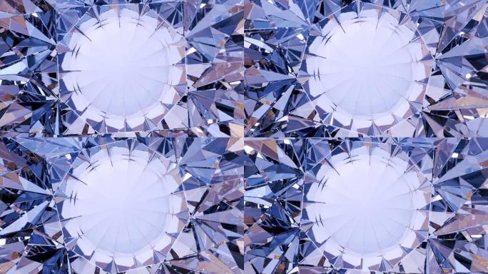 钻石旋转与折射和色散4k视频。大透明钻石。3d插图
