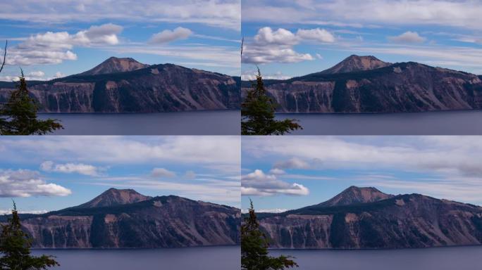 时间流逝-火山口湖山脉上美丽的云层