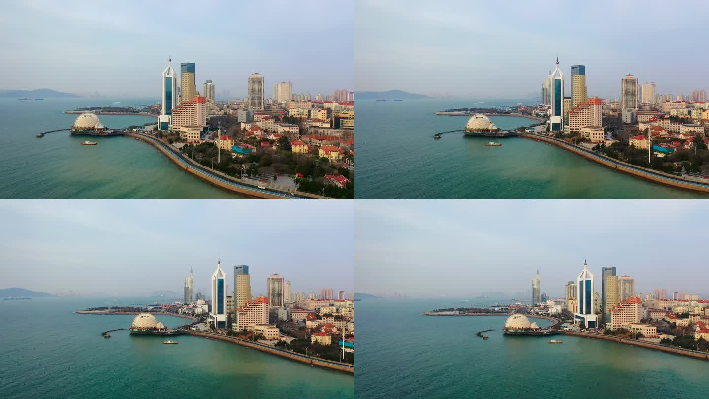 4K航拍青岛城市沿海岸风景线8