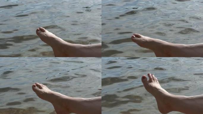 一个画指甲的高加索女性脚趾的特写镜头。