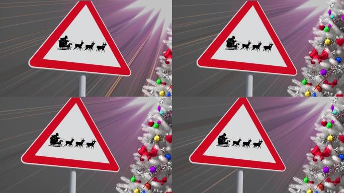 警告在圣诞树上唱歌的动画
