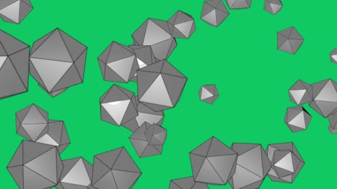 二十面体-抽象正二十面体可循环背景-六边形前进并围绕自己旋转