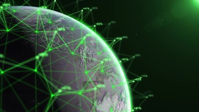 3D渲染地球与技术网络数据连接网络与随机数，未来地球