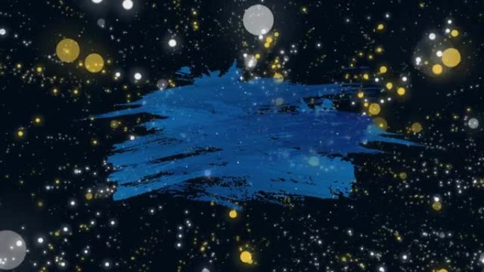 蓝色画笔的动画，在黑暗背景上的bokeh上具有复制空间