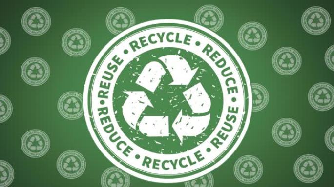 绿色背景上的回收符号动画