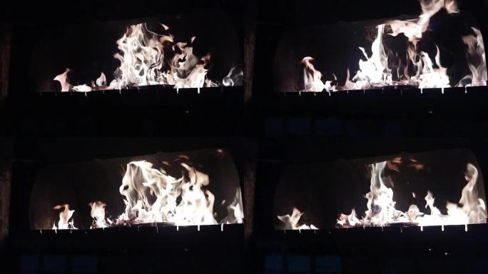 火炉里的火焰。炉子里的篝火。