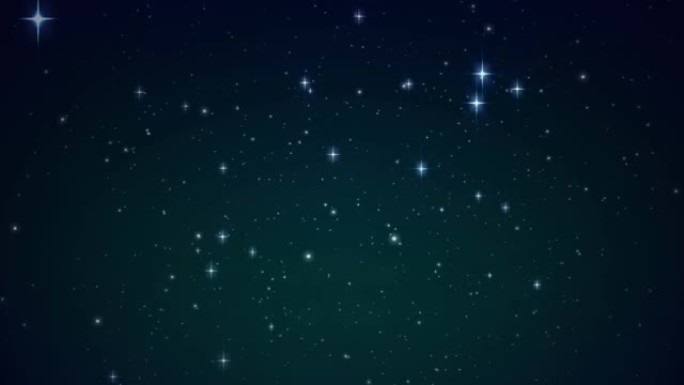 黑色背景上的星星上出现的绿色能源网络动画