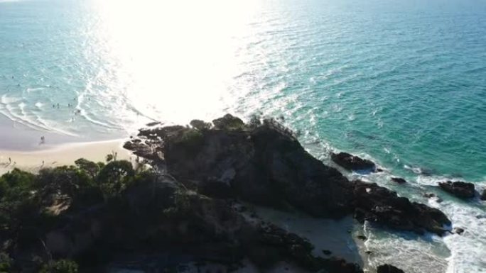 4k无人机拍摄美丽的澳大利亚拜伦湾。