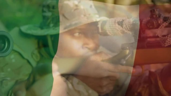 意大利国旗动画在士兵与武器