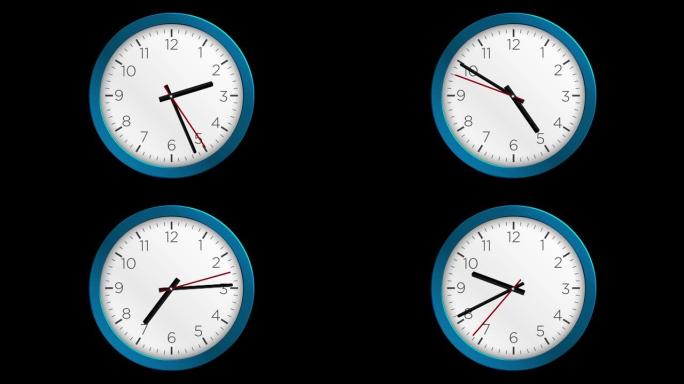 时钟-挂钟-最小抽象运动3d渲染时钟时间概念时间流逝小时-时钟时间流逝可循环-12小时延时-时钟时间