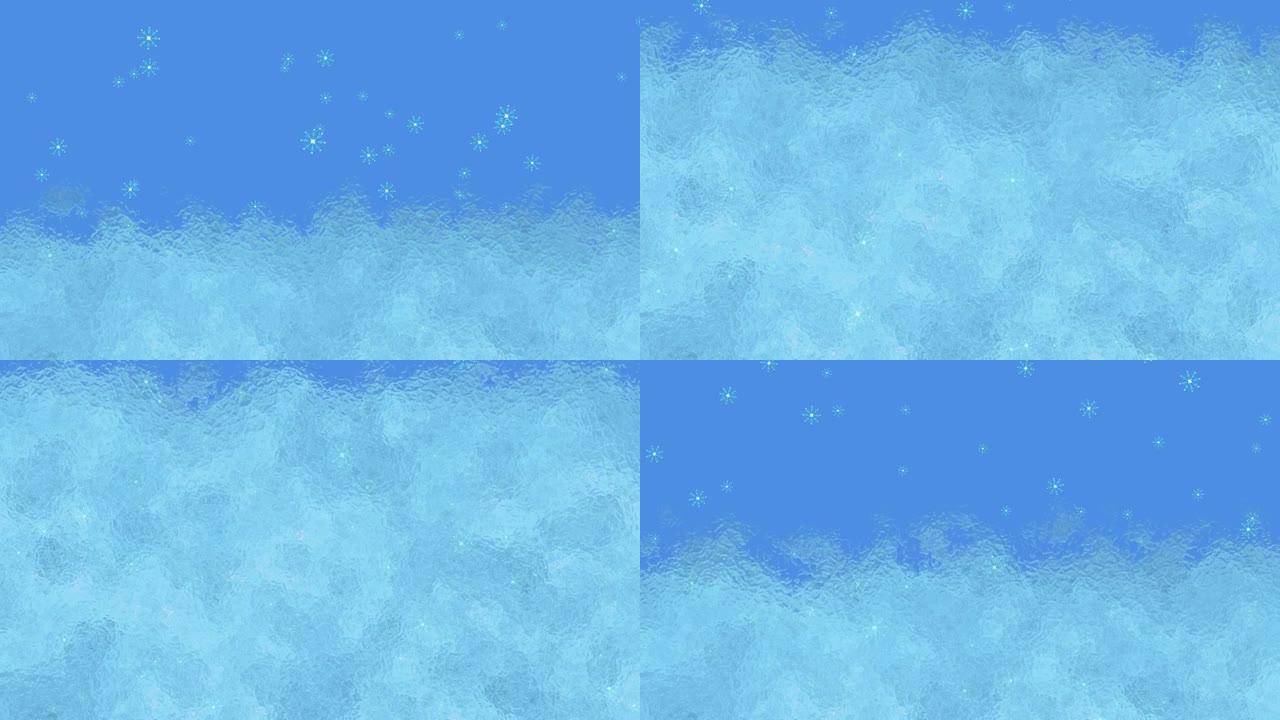 蓝色背景上的雪和霜的动画
