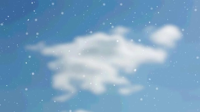 雪花飘过云层和蓝天的动画