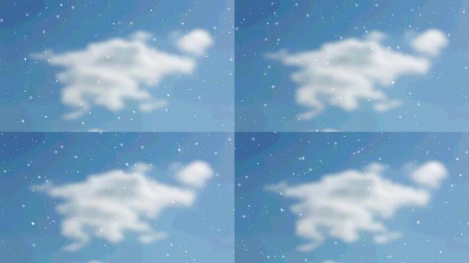 雪花飘过云层和蓝天的动画
